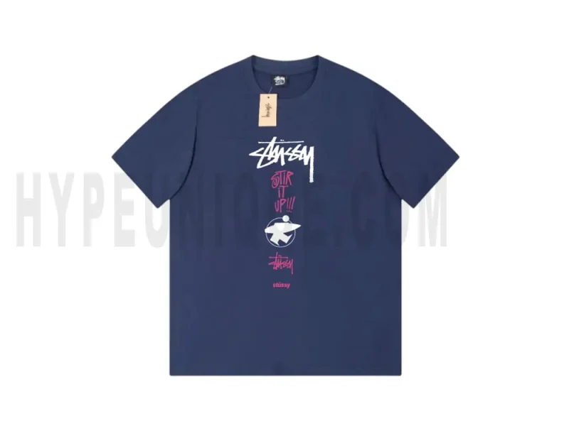 The front of the blue clothes