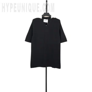 Minimalist Split-Neck Black T-Shirt