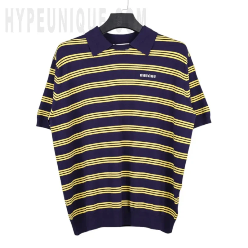 Striped Cashmere And Silk Polo Sweater Shirt
