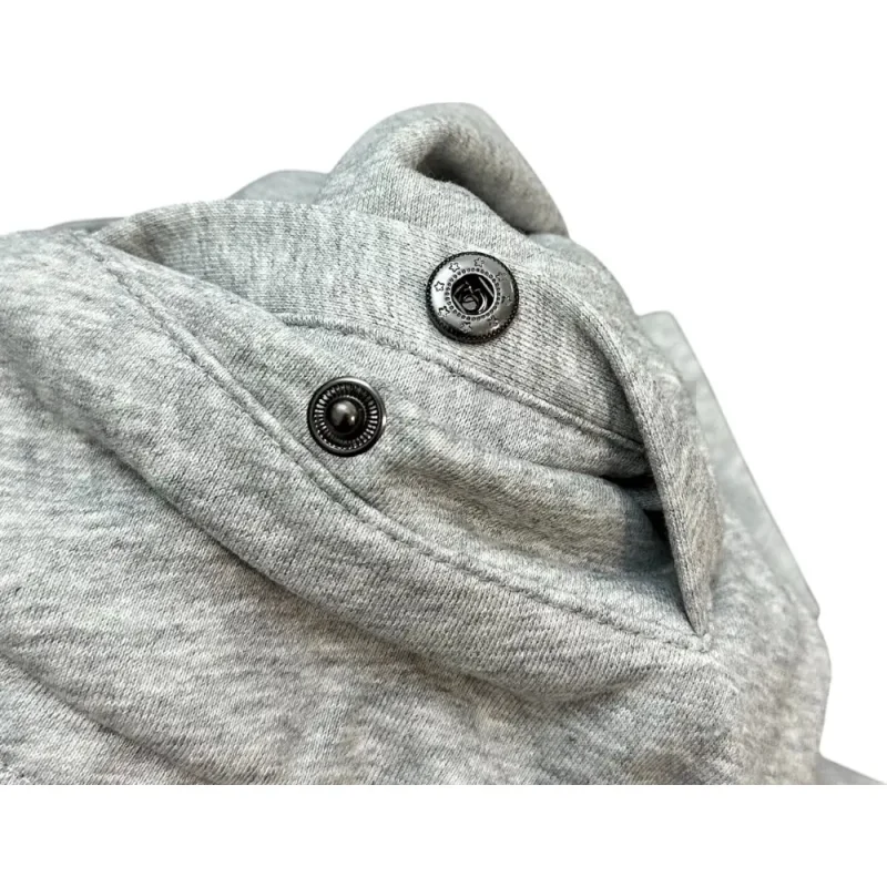 Close-up of button detail on the garment
