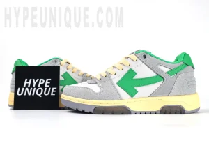 OFF-WHITE Out Of Office OOO Low Tops Light Grey Green