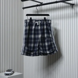 Plaid Letter Embroidered Striped Shorts