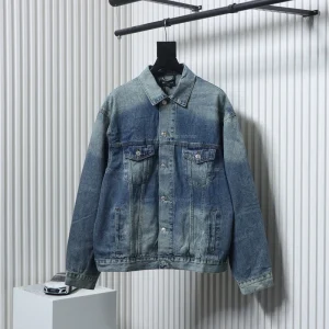 Blcg Washed Denim Jacket with All-over Logo Print