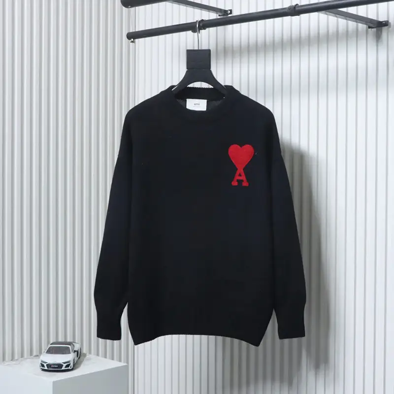 TbKicks AMI Embroidered Heart Micro-Label Crew Neck Sweater