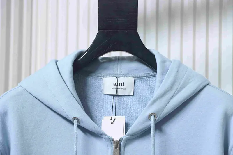 AMI Heart Embroidered Zipper Hooded Jacket