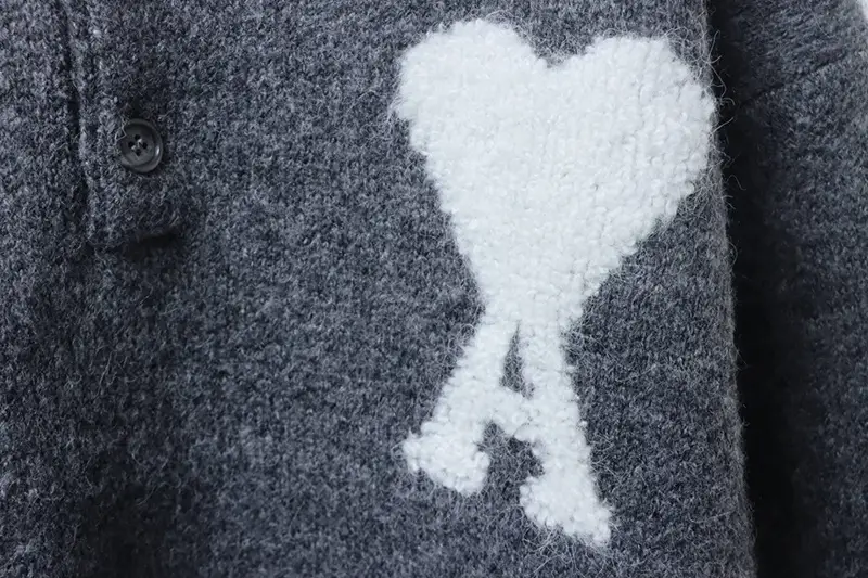 TbKicks AMI Heart Logo Turn-down Collar Polo Sweater