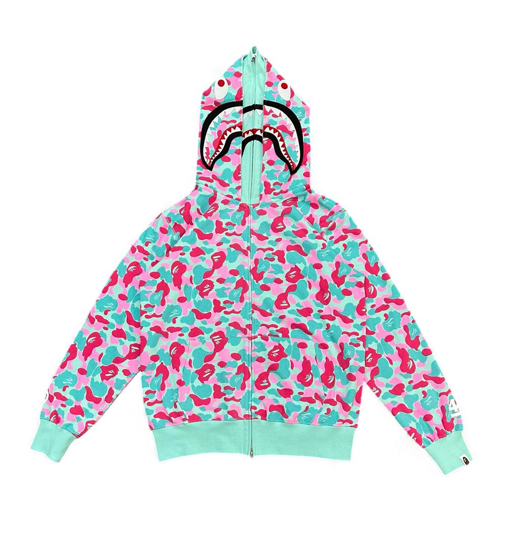 TbKicks BAPE Store Miami Shark Full Zip Hoodie Pink Blue