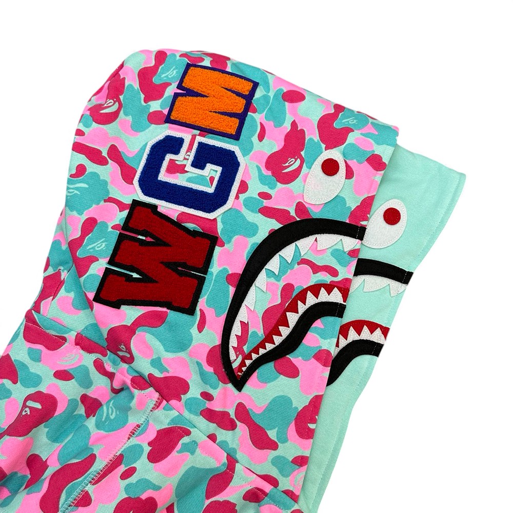 TbKicks BAPE Store Miami Shark Full Zip Hoodie Pink Blue