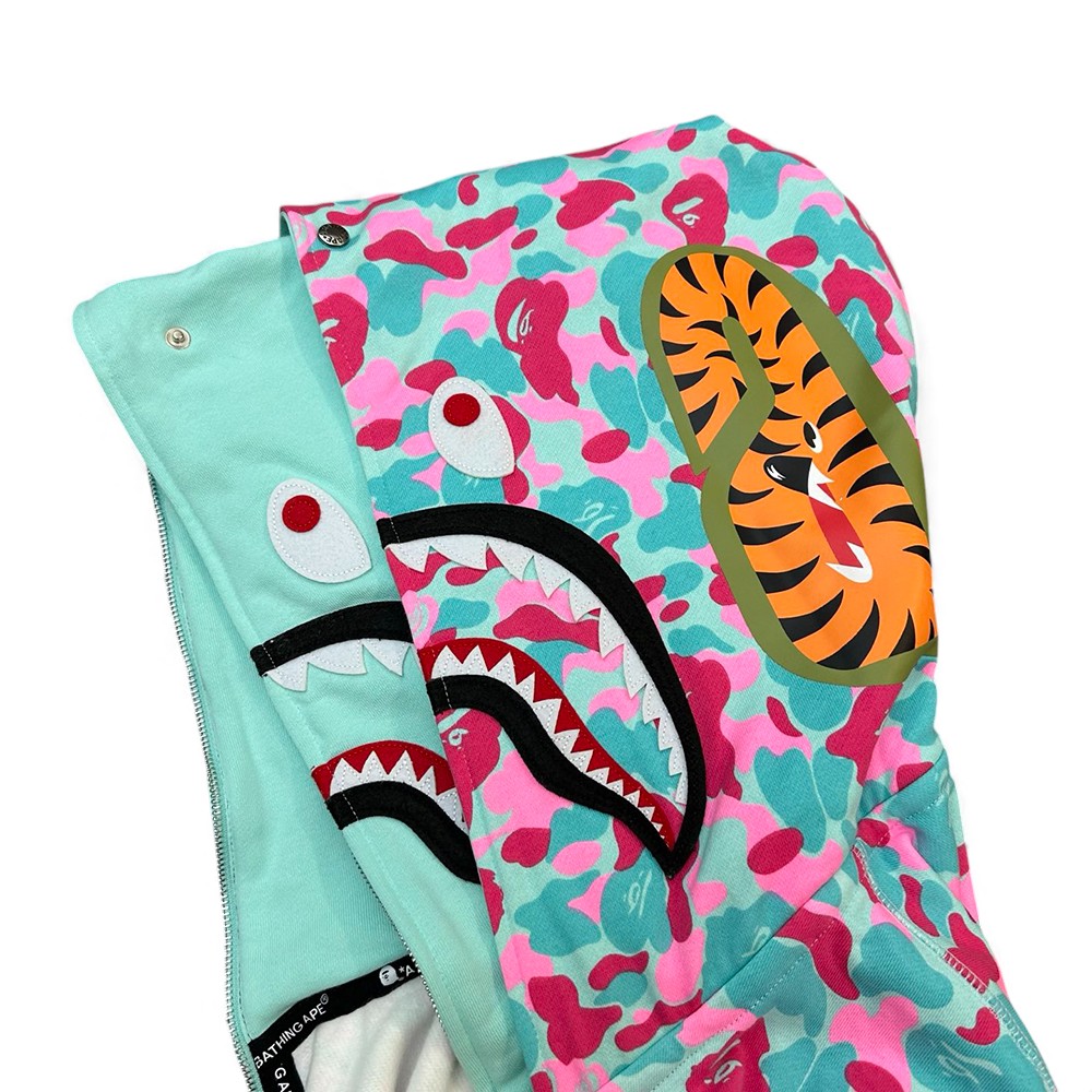 TbKicks BAPE Store Miami Shark Full Zip Hoodie Pink Blue