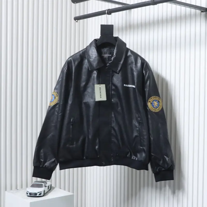 TbKicks Blcg 25FW Badge Logo Leather Jacket