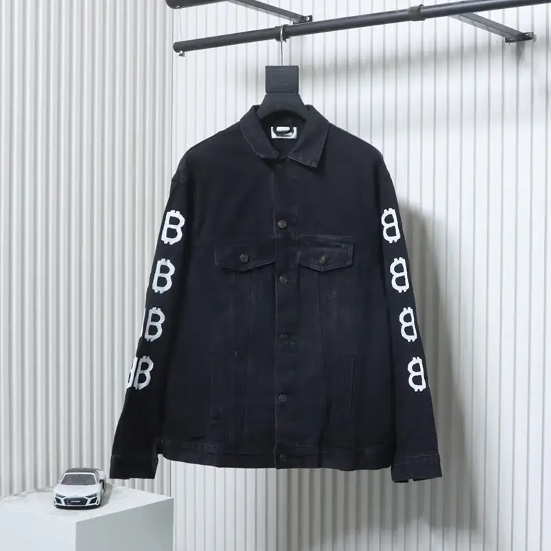 Blcg B Hand-Painted Graffiti Logo Denim Jacket