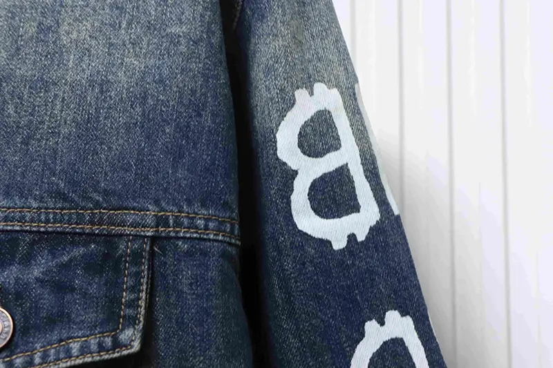 TbKicks Blcg B Hand-Painted Graffiti Logo Denim Jacket