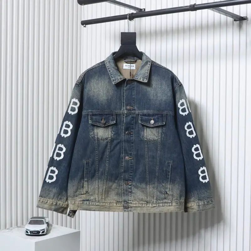 Blcg B Hand-Painted Graffiti Logo Denim Jacket