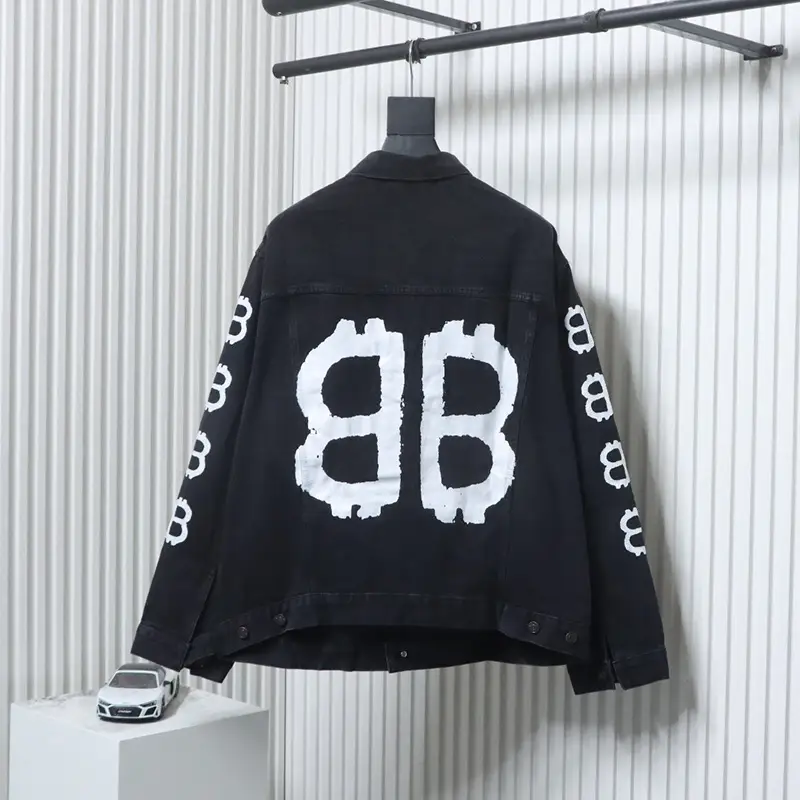 Blcg B Hand-Painted Graffiti Logo Denim Jacket