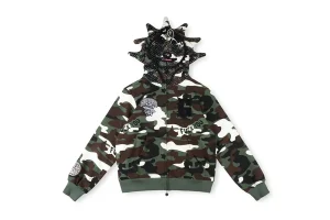 Glory Thorn Full Zip Green Camo Hoodie (Green Front)