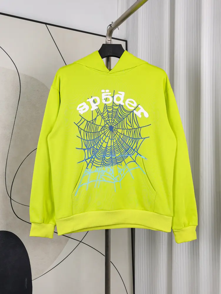 TbKicks Sp5der Og Web V2 Gradient Hoodie ‘Acid Green’