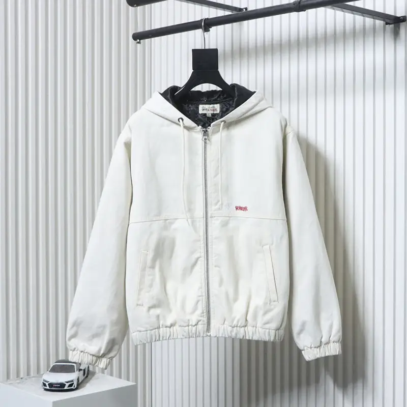 Stussy Distressed Letter Embroidered Logo Cotton Jacket