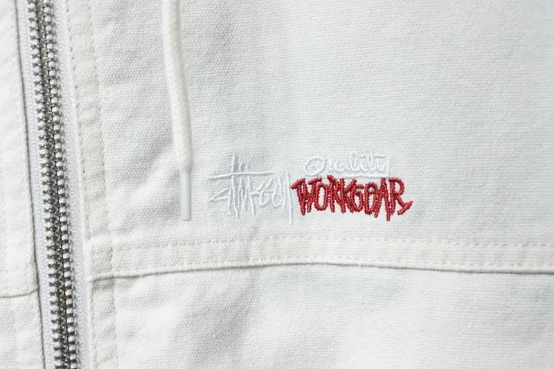 TbKicks Stussy Distressed Letter Embroidered Logo Cotton Jacket