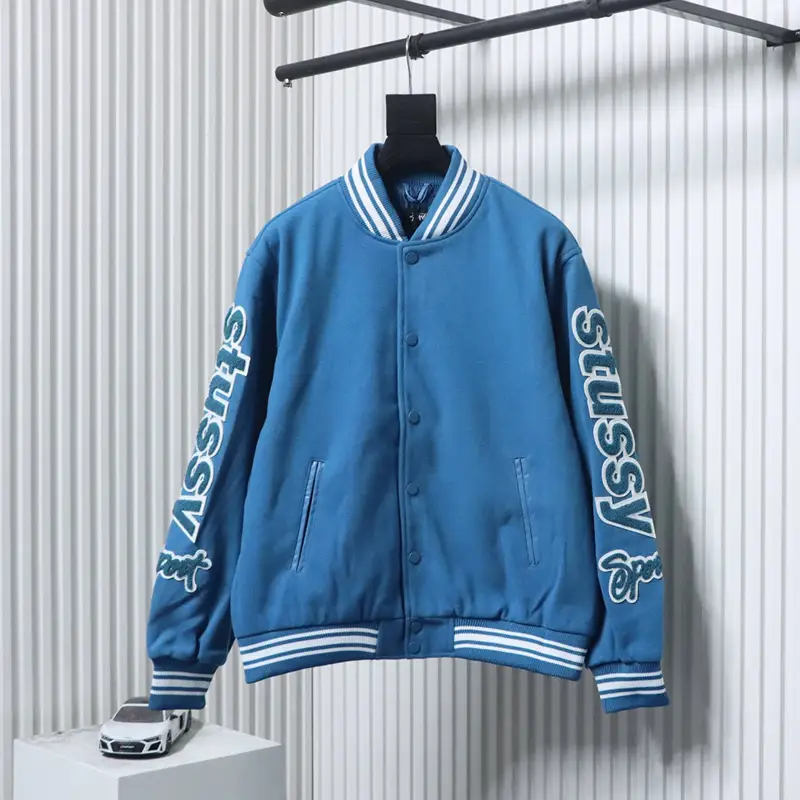 Stussy Logo Embroidered Patchwork Baseball Jacket