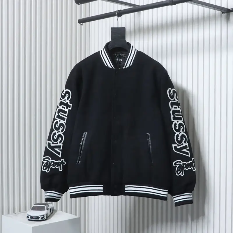 TbKicks Stussy Logo Embroidered Patchwork Baseball Jacket